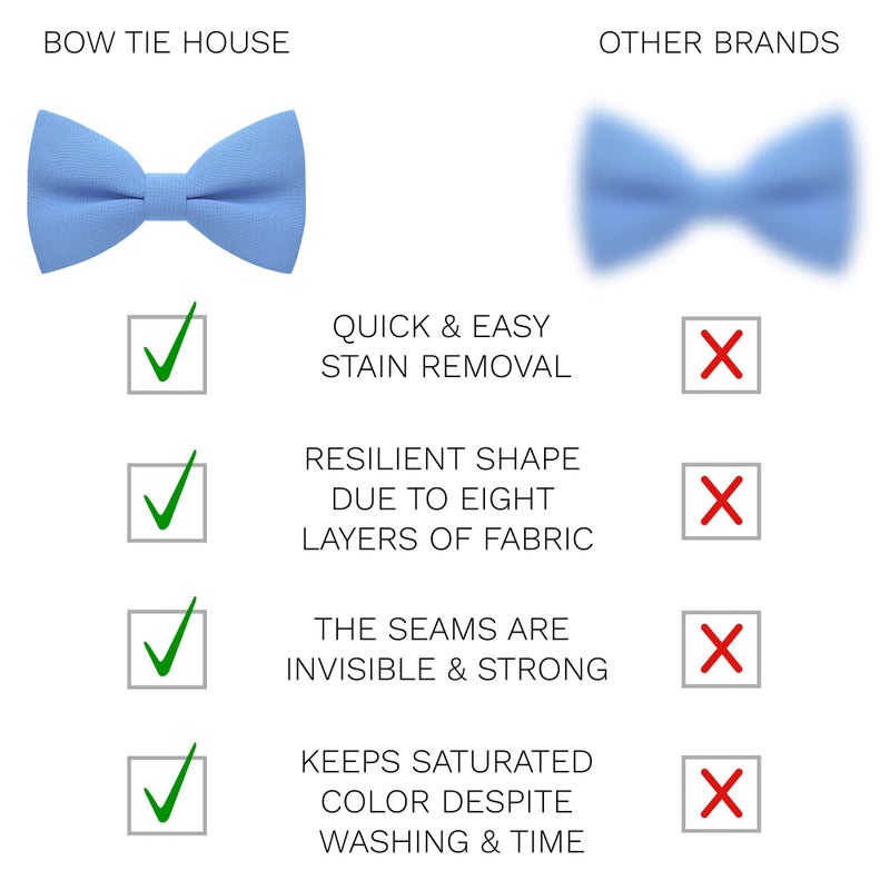 Bow Tie House رباط عنق للرجال مسبق الربط لطيف باللون الأزرق الفاتح - يوسع خط ألواننا - رباط عنق أزرق طبيعي عميق للأولاد ورباط عنق كهربائي باللون الأزرق الملكي - تسوق من متجر رباط عنق (كبير، أزرق فاتح) - Image 3
